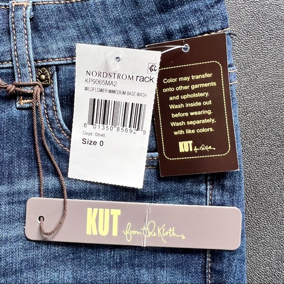 NWT Kut from the Kloth Mid Rise Straight Leg Whiskering Wildflower Denim Jeans O - Picture 3 of 3